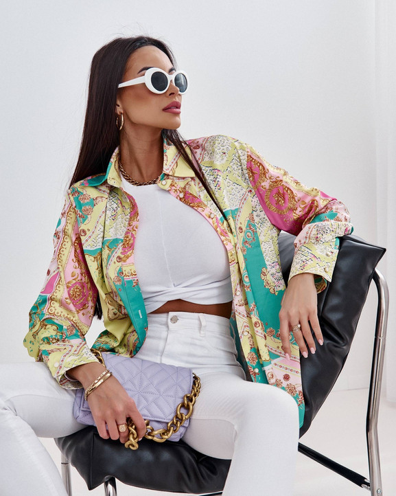 Wielobarwna koszula z bufiastymi rękawami Cocomore