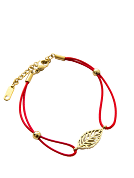 Bransoletka pozłacana ażurowy listek