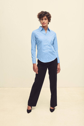 Niebieska koszula damska z popeliny klasyczna Fruit Of The Loom 