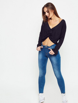 Bluzka z dzianiny krótka czarna