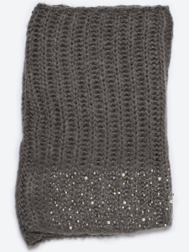 Komin z cyrkoniami i perełkami ciemnoszary