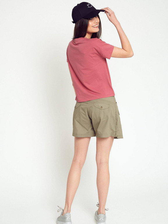 Szorty z zakładką khaki