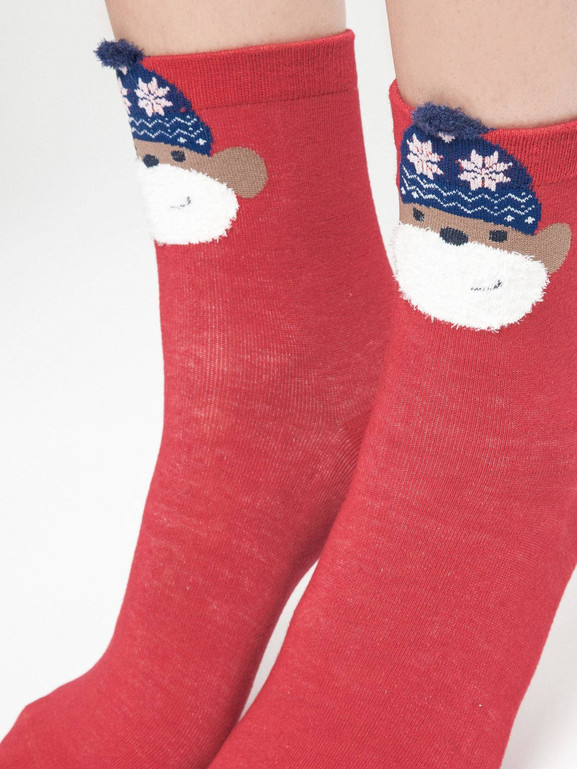 Skarpetki z aplikacją małpka w czapeczce w gwiazdki czerwone