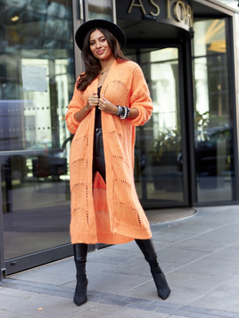 Pomarańczowy kardigan ażurowy By o la la