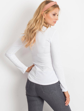 Bluzka basic długi rękaw okrągły dekolt biała