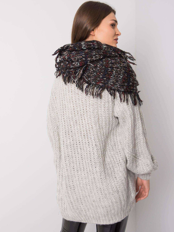 Komin z kolorową nitką i frędzlami czarny