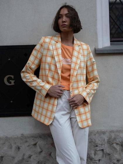 Wielobarwny żakiet klasyczny w kratkę LeMonada