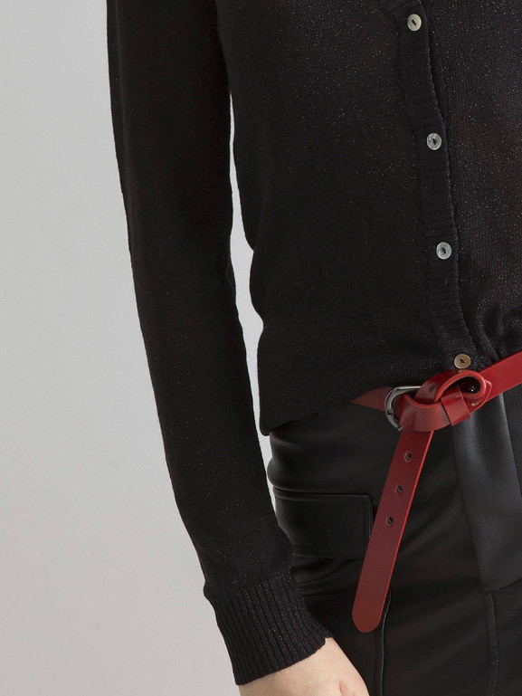 Sweter rozpinany przeplatany błyszczącą nitką czarny