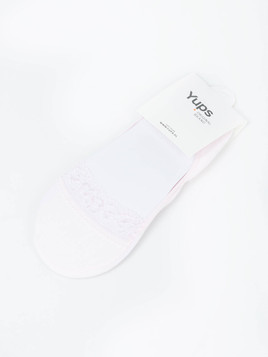 Stopki z koronkowym paskiem różowe