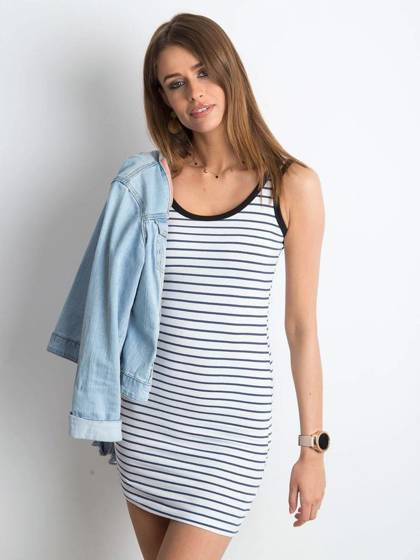 Biało-granatowa tunika w paseczki 100% bawełna Yups