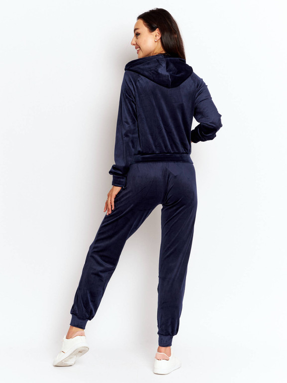 Granatowy komplet dresowy z weluru Yups