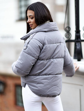 Kurtka krótka typu puffer szeroka forma szara