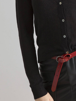 Sweter rozpinany przeplatany błyszczącą nitką czarny