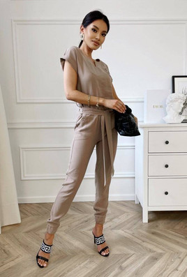 Brązowy kombinezon z krótkim rękawem Cocomore