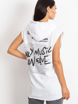 Bluza bez rękawów z napisami biała
