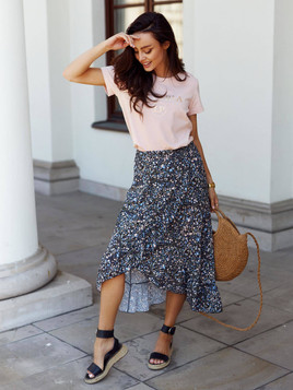 Czarna spódnica midi z falbanką Yups