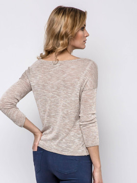 Beżowy krótki sweter z wiskozy