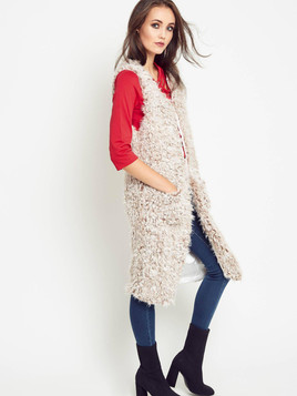 Kamizelka długa baranek jasnobrązowa