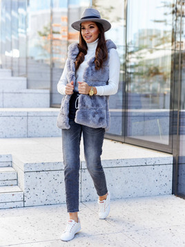 Szara kamizelka z kapturem Och Bella