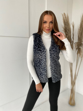 Antracytowa kamizelka damska z futerka Yups