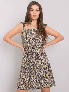 Czarna sukienka na ramiączkach z falbanką Yups