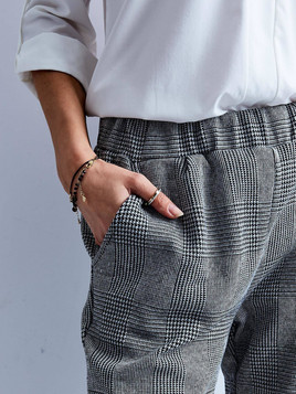 Spodnie w kratkę glen szare