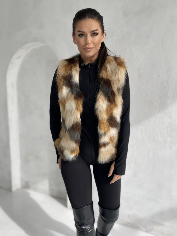 Kamizelka futrzana damska w łatki Yups