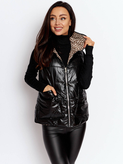 Czarna kamizelka dwustronna z kapturem Yups