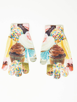 Wielokolorowe rękawiczki dzianiowe z printem Yups