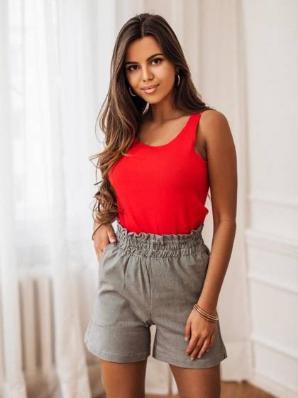 Czerwony top prążkowany na ramiączkach Cocomore