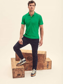 Zielona koszulka męska Premium Polo Friut of the Loom