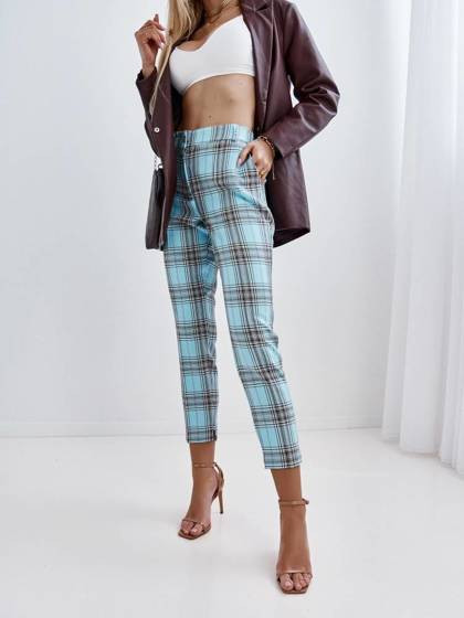 Niebieskie spodnie w kratkę Cocomore