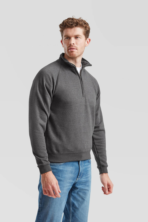 Szara bluza męska Zip Neck Sweat Fruit of the Loom