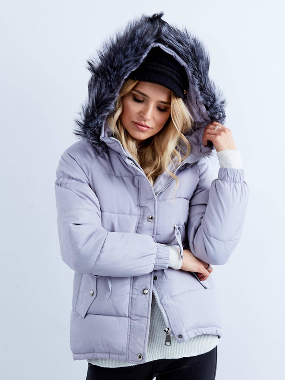 Kurtka krótka z kapturem szara