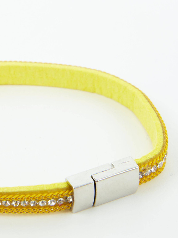Bransoletka wąski paseczek z cyrkoniami żółta