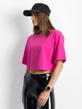 Bluzka cropped jednolita różowa