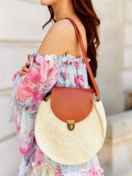 Beżowa, wakacyjna pleciona torba koszyk Yups