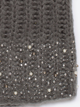 Komin z cyrkoniami i perełkami ciemnoszary