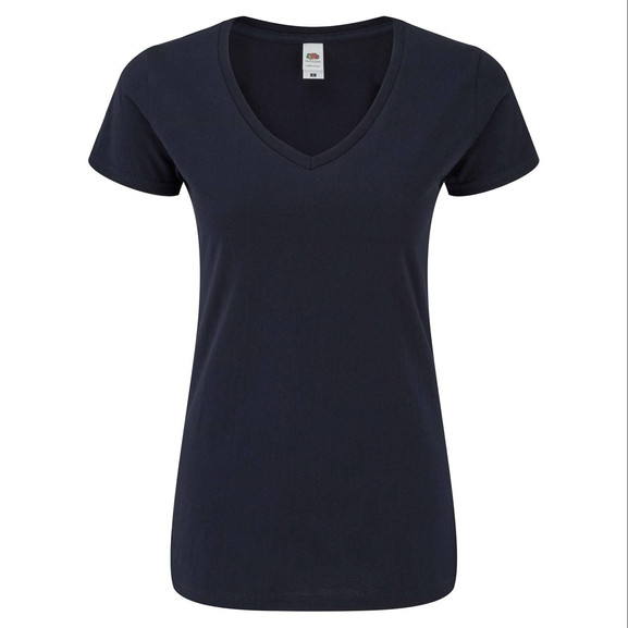 Granatowa koszulka damska Iconic Vneck Fruit of the Loom