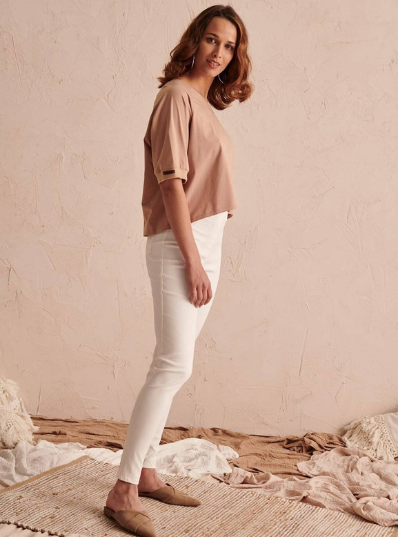 Karmelowa bluzka crop top Blue Shadow