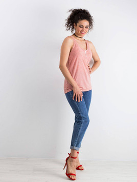 Bluzka na ramiączkach z guzikami różowa