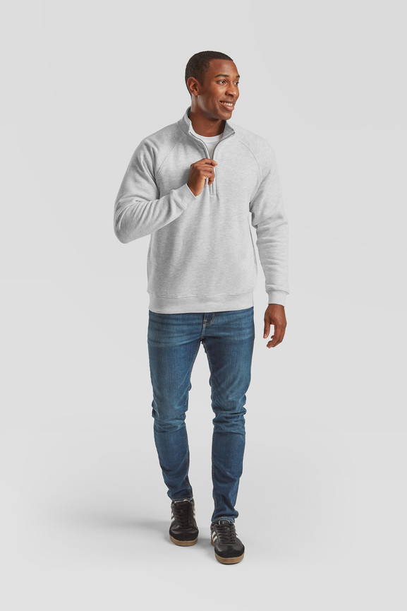 Szara bluza męska Zip Neck Sweat Fruit of the Loom