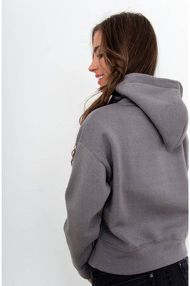 Bluza z kapturem crop szara