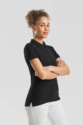 Czarna koszulka damska Polo Fruit of the Loom
