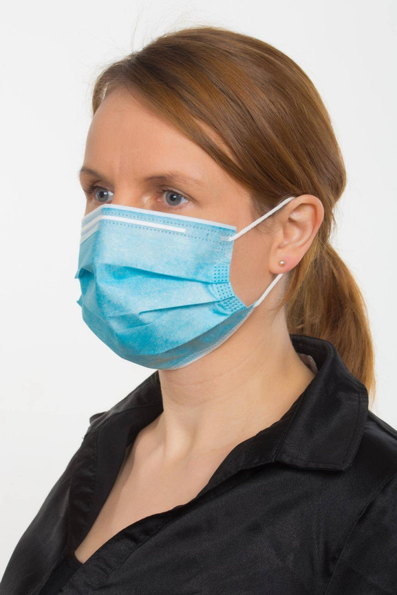 Maseczka ochronna 50 sztuk - jednorazowa niebieska