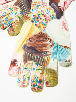 Wielokolorowe rękawiczki dzianiowe z printem Yups