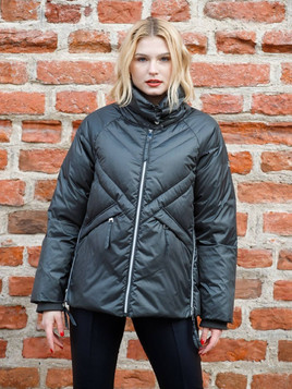 Khaki kurtka puchowa z wysoką stójką Dankoff.dk