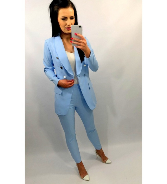 Niebieski żakiet przedłużany z imitacją kieszeni LIVIEN