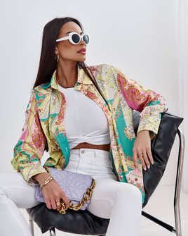 Wielobarwna koszula z bufiastymi rękawami Cocomore