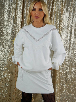 Ecru spódnica mini z ekoskóry LeMonada